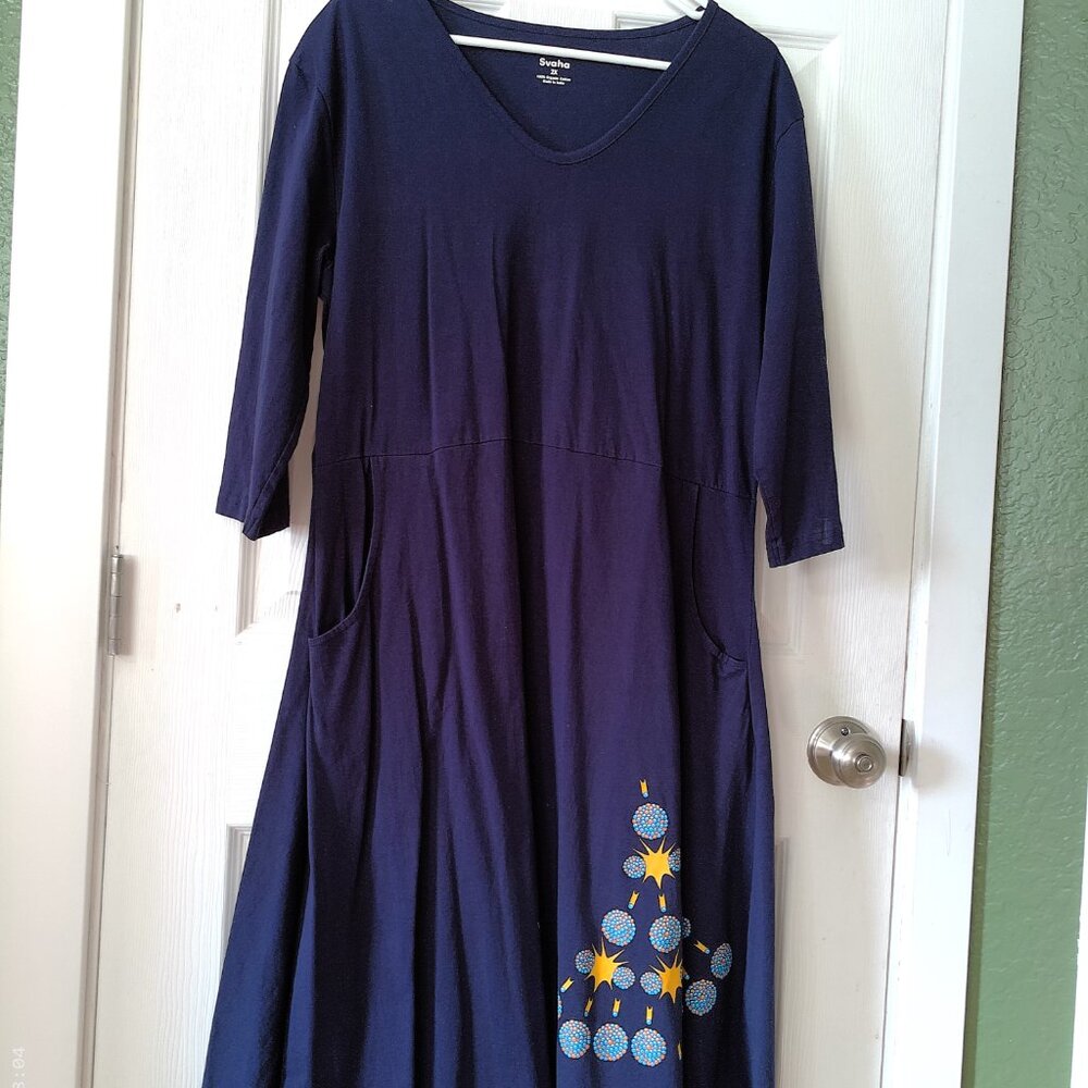Svaha Navy Midi Dress with Nuclear Fission - Picture 8 of 14
